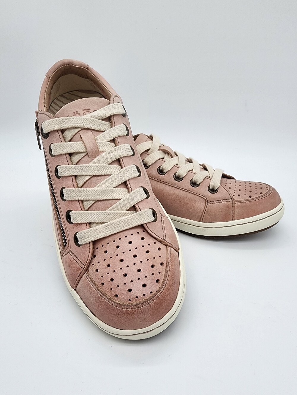 Taos Zipster Leather Sneakers Blush Pink Lace Up Zipper Size 7 - Picture 8 of 16
